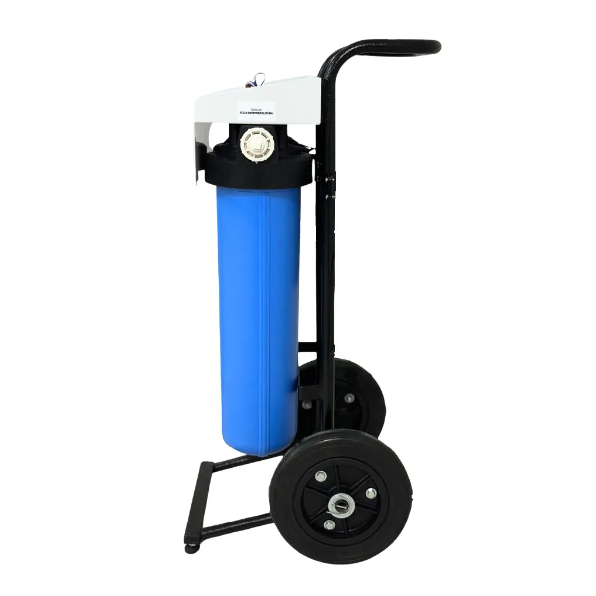 Filtro deionizador Zero Ka modelo 0K Max com suporte móvel para produção de água desmineralizada, ideal para radiadores e uso em oficinas mecânicas – vista lateral esquerda
