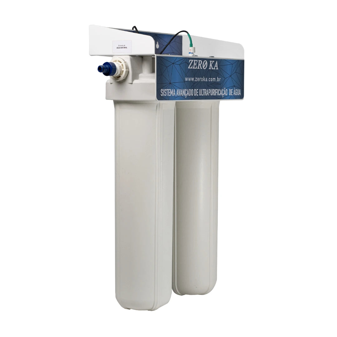 Filtro desmineralizador Zero Ka modelo 0K-Pro PA para produção de água desmineralizada, água deionizada e sem condutividade elétrica ultrapura – vista lateral direita